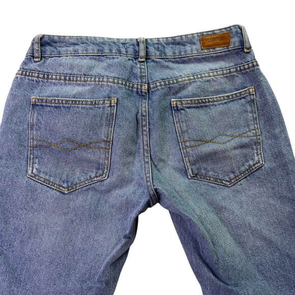 Zara Basic Women’s Blue Cotton Flare Ruffle Hem Jeans Button Fly Size 04 - Picture 4 of 10